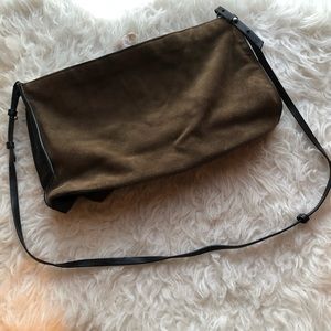 Zara basic khaki leather crossbody bag